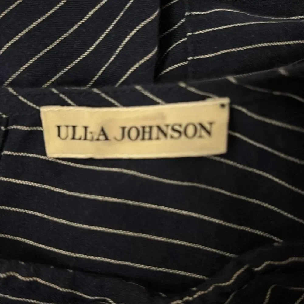 Ulla Johnson Striped Navy Top with Puff Sleeves, US2